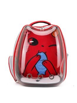 Red Transparent Breathable Cat Backpack Pet Bag 103-45079 www.petclothesfactory.com