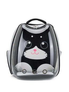 Black Transparent Breathable Cat Backpack Pet Bag 103-45081 www.petclothesfactory.com
