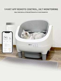 Wholesale New Design Automatic Cat Litter Box APP Control Dual Safety Sensors Self Cleaning Litter Box with Open-Top Design 116-5901 Pet Products Factory, OEM Manufacturer, Supplier, Agent www.petclothesfactory.com Smart Cat litter box, Cat Litter Box, Cat Litter Box & Accessories, Cat Litter Box And Accessories
